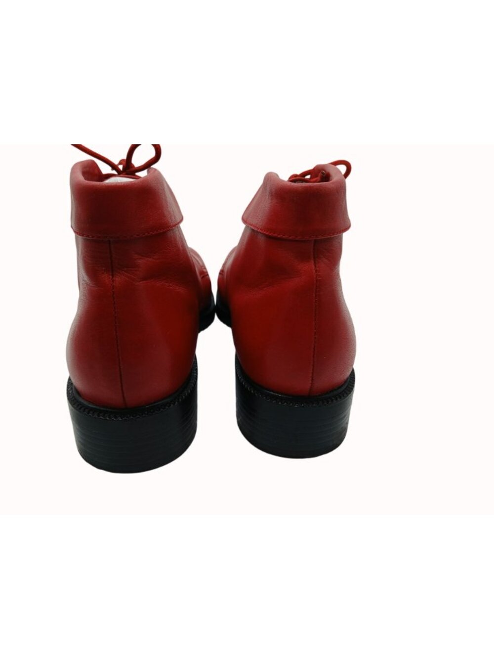 Vintage Danexx Prince Womens Red Leather Ankle Boots Size 11 Black Sole Lace Up - Picture 10 of 11
